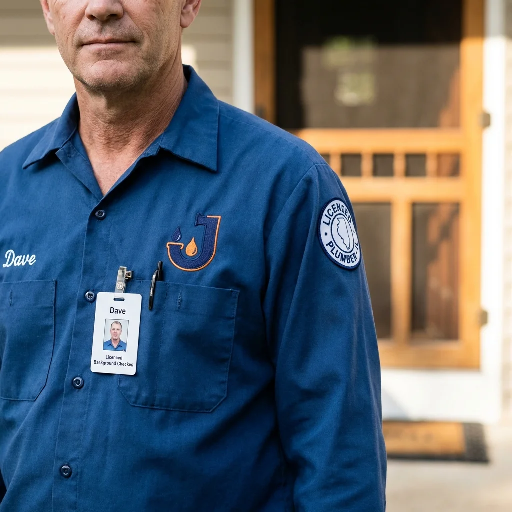 Licensed plumber showing ID badge in Hopkinton, MA