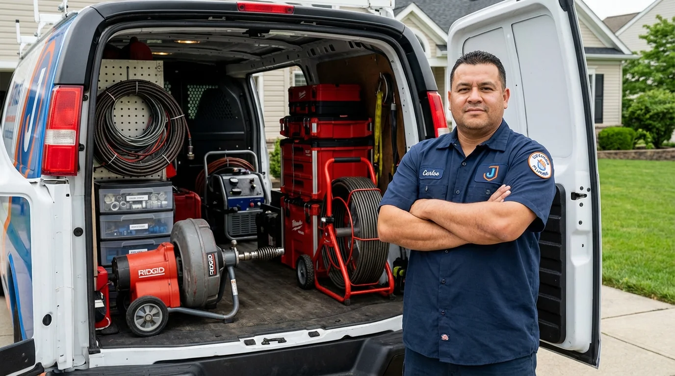 Professional drain cleaning equipment and Johns Plumbing LLC plumber in Hopkinton