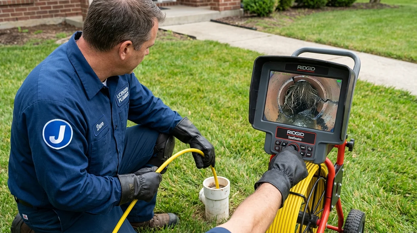 Sewer camera inspection being performed by Johns Plumbing LLC in Hopkinton